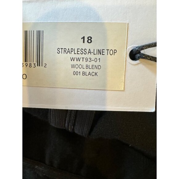 Weworewhat Shirt Women 18 Black Wool Blend Strapless A Line Top NWT Gothic - Picture 10 of 12